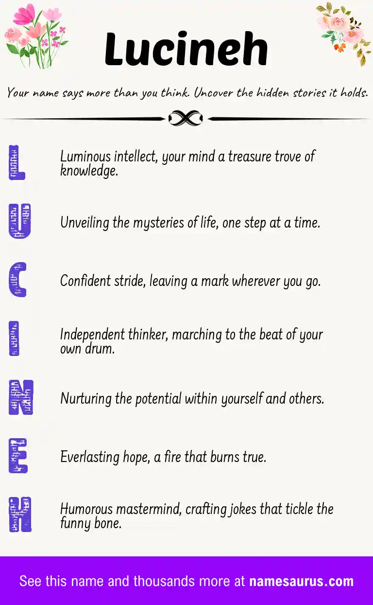 Acrostic poem about Lucineh.