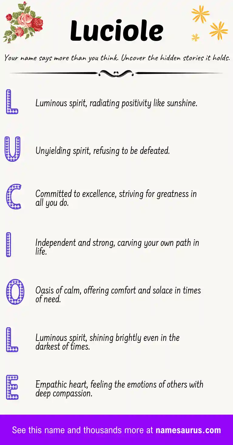 Acrostic poem about Luciole.
