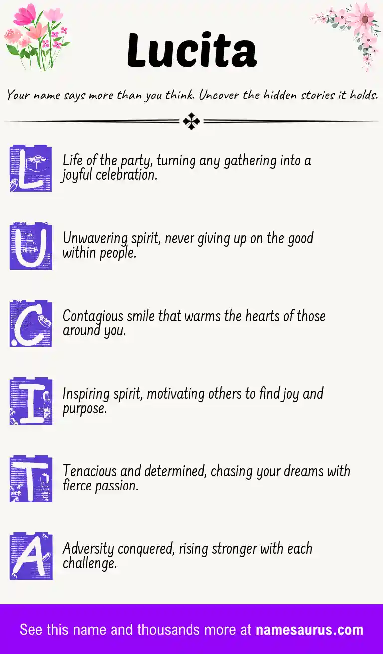 Acrostic poem about Lucita.