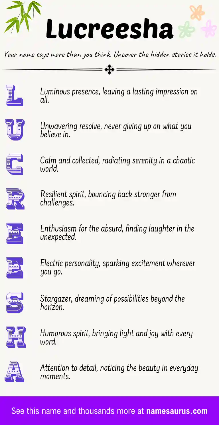 Acrostic poem about Lucreesha.