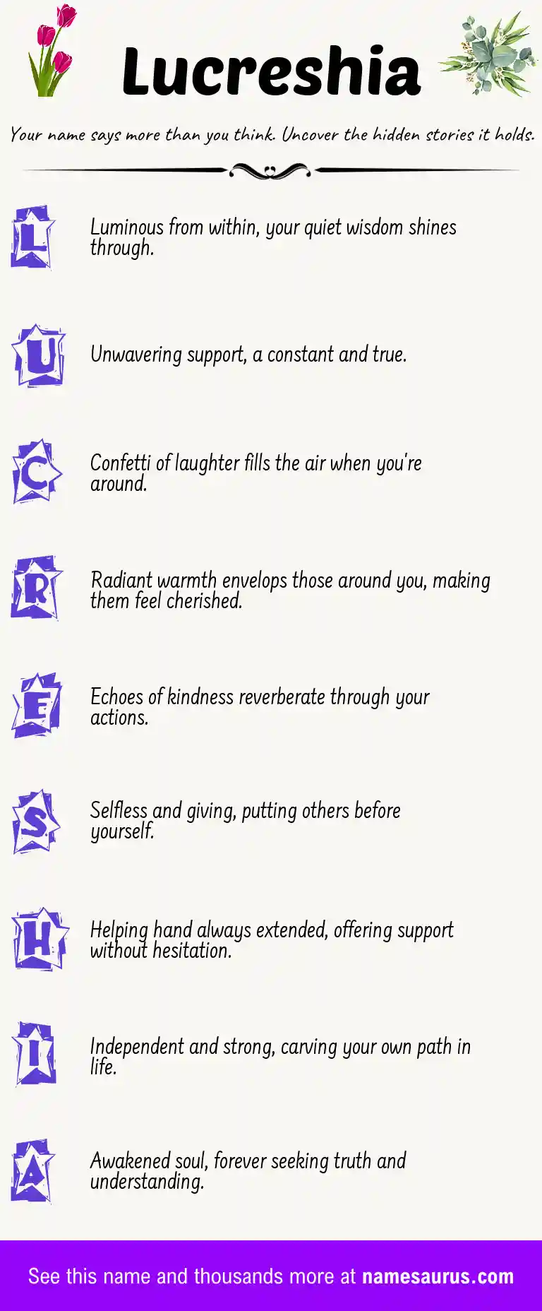 Acrostic poem about Lucreshia.