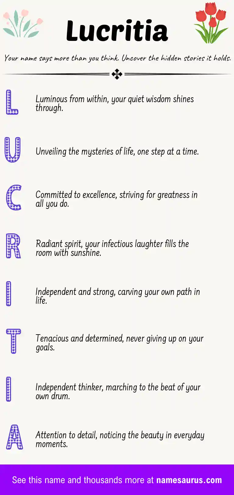 Acrostic poem about Lucritia.