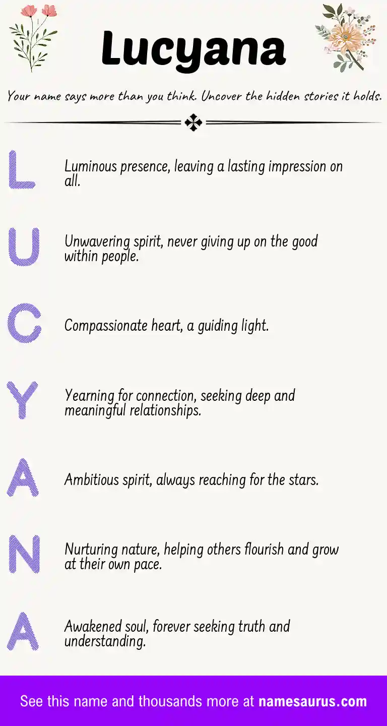Acrostic poem about Lucyana.
