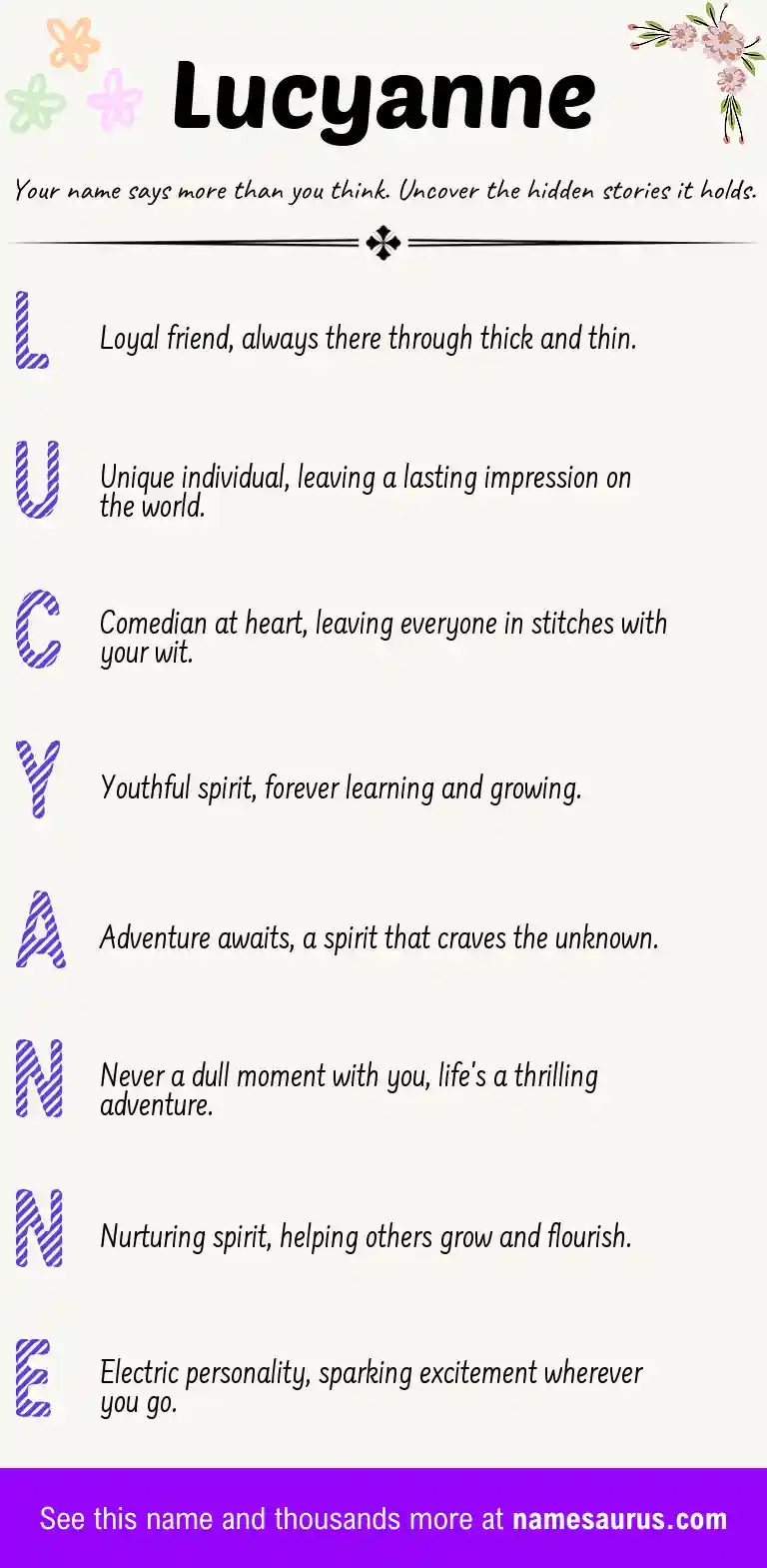 Acrostic poem about Lucyanne.
