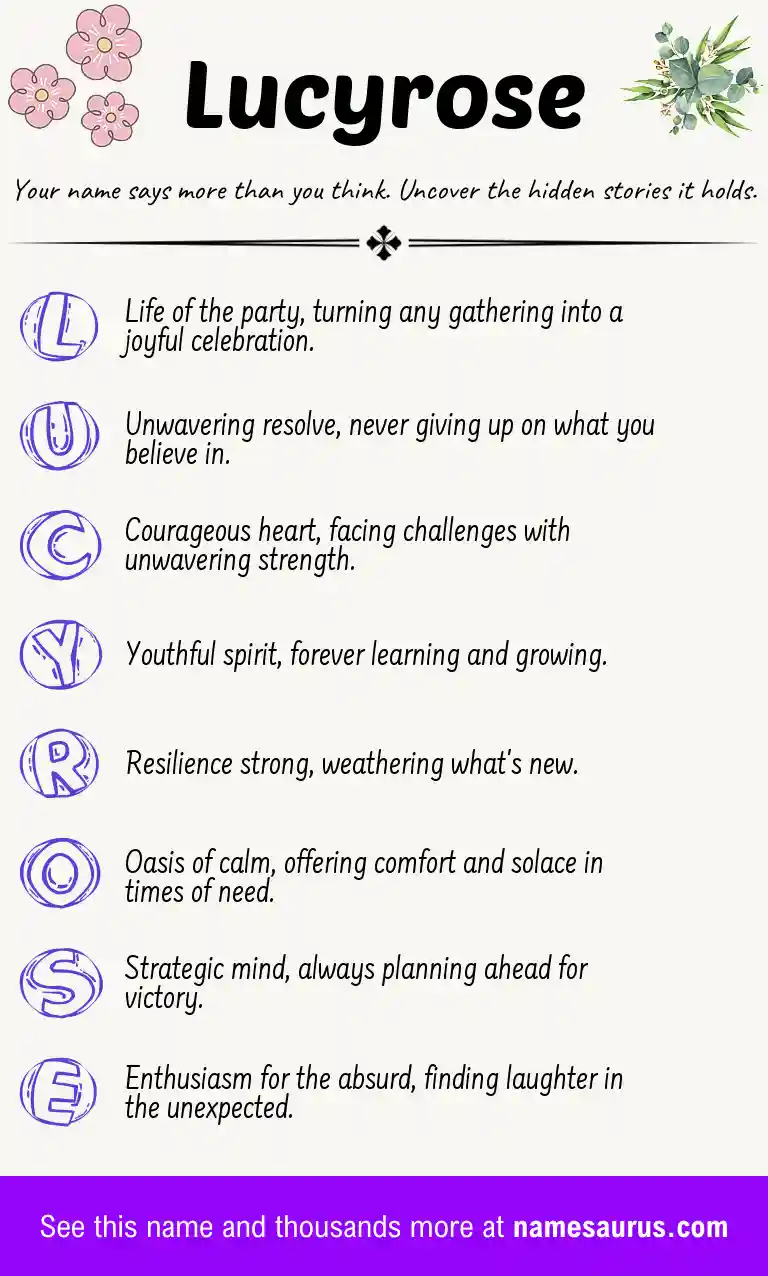 Acrostic poem about Lucyrose.