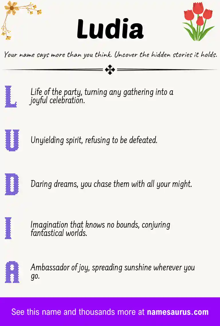 Acrostic poem about Ludia.