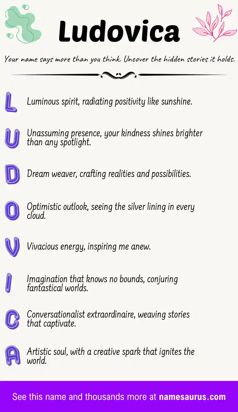 Acrostic poem about Ludovica.