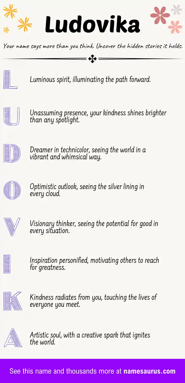 Acrostic poem about Ludovika.