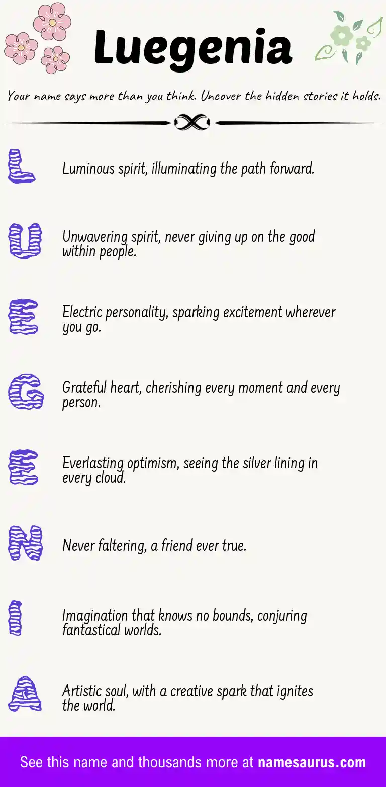 Acrostic poem about Luegenia.