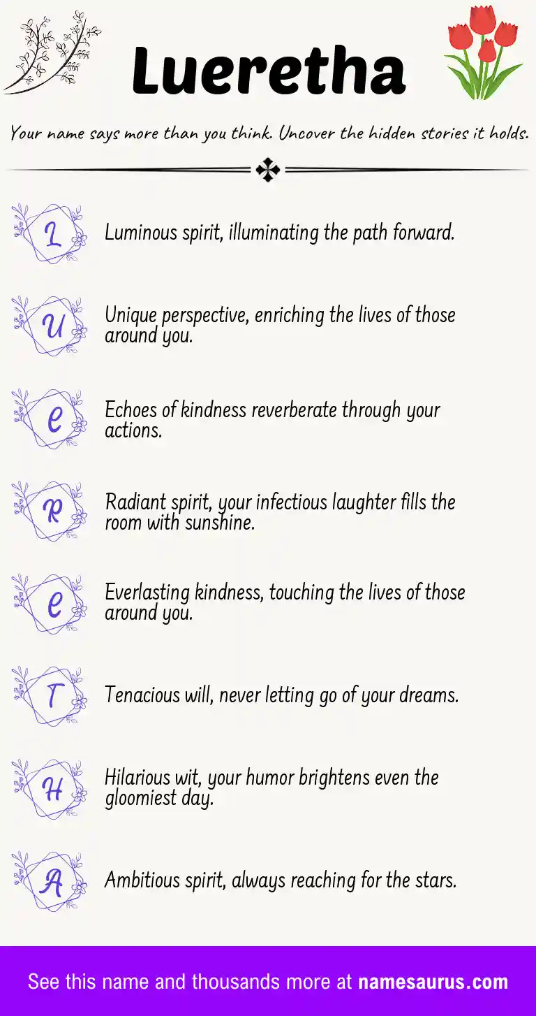 Acrostic poem about Lueretha.