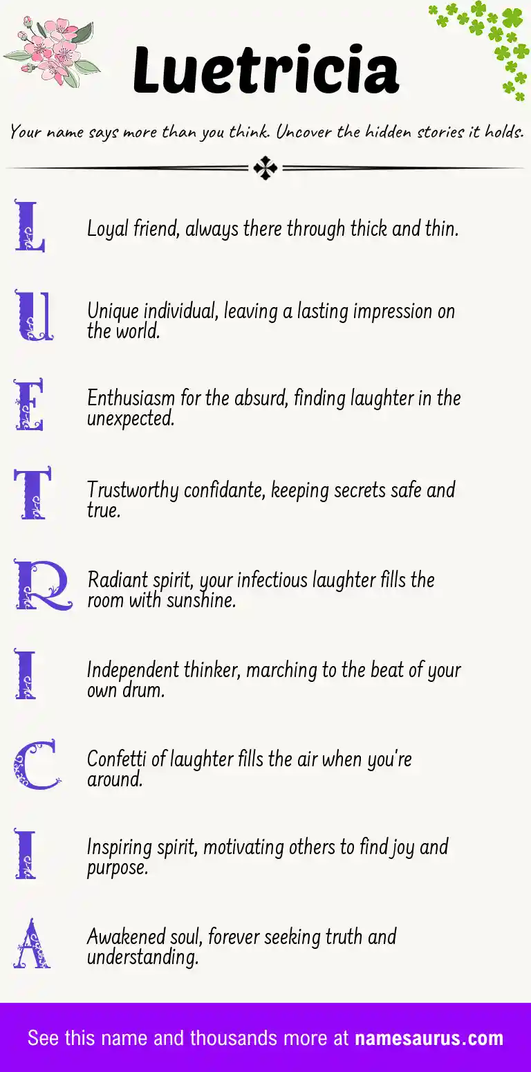 Acrostic poem about Luetricia.
