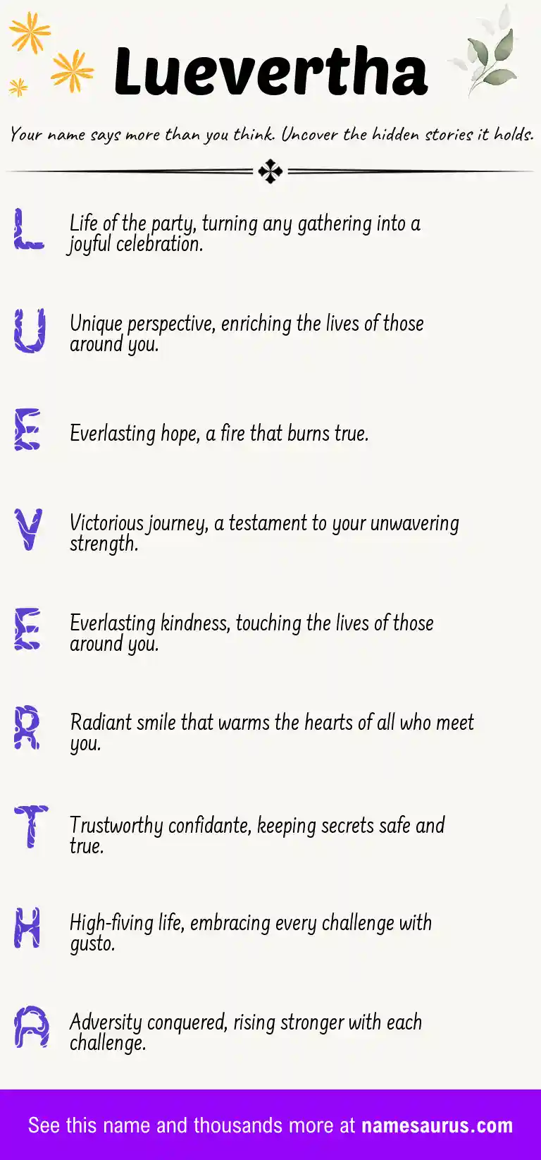 Acrostic poem about Luevertha.