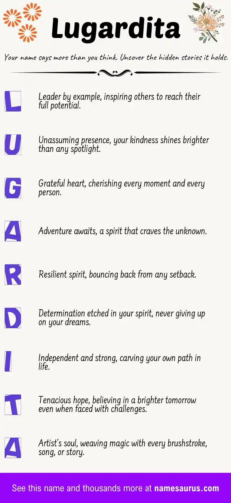 Acrostic poem about Lugardita.