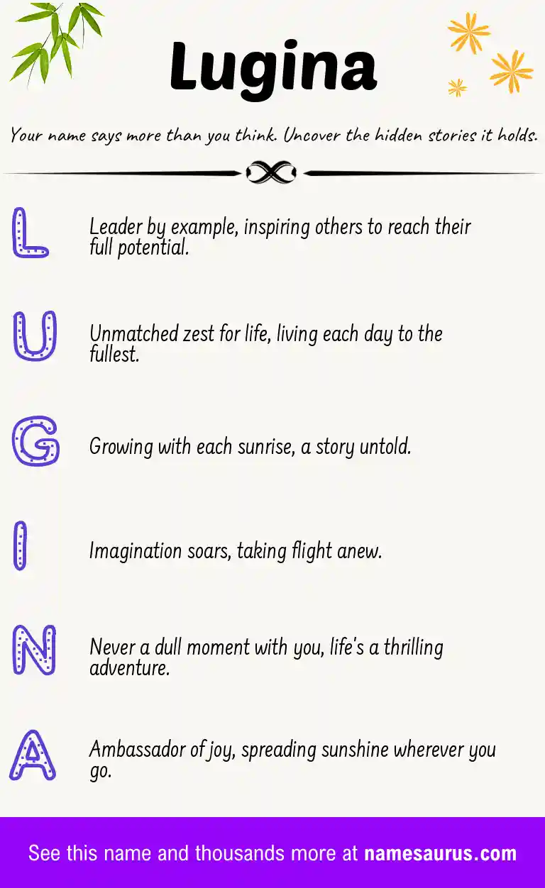 Acrostic poem about Lugina.