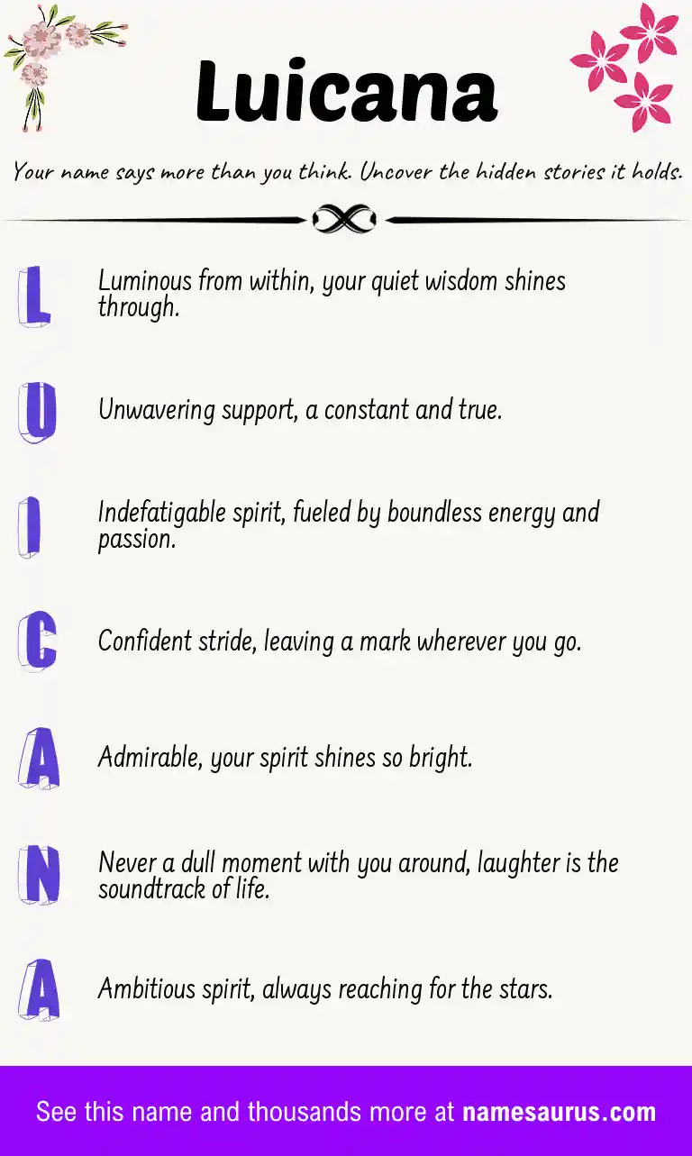 Acrostic poem about Luicana.