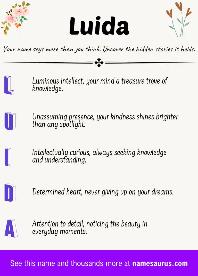 Acrostic poem about Luida.