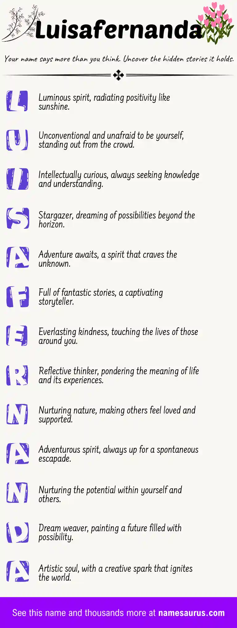 Acrostic poem about Luisafernanda.