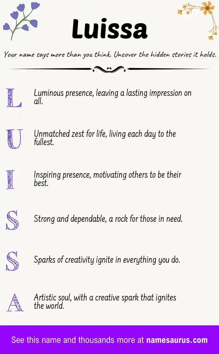 Acrostic poem about Luissa.