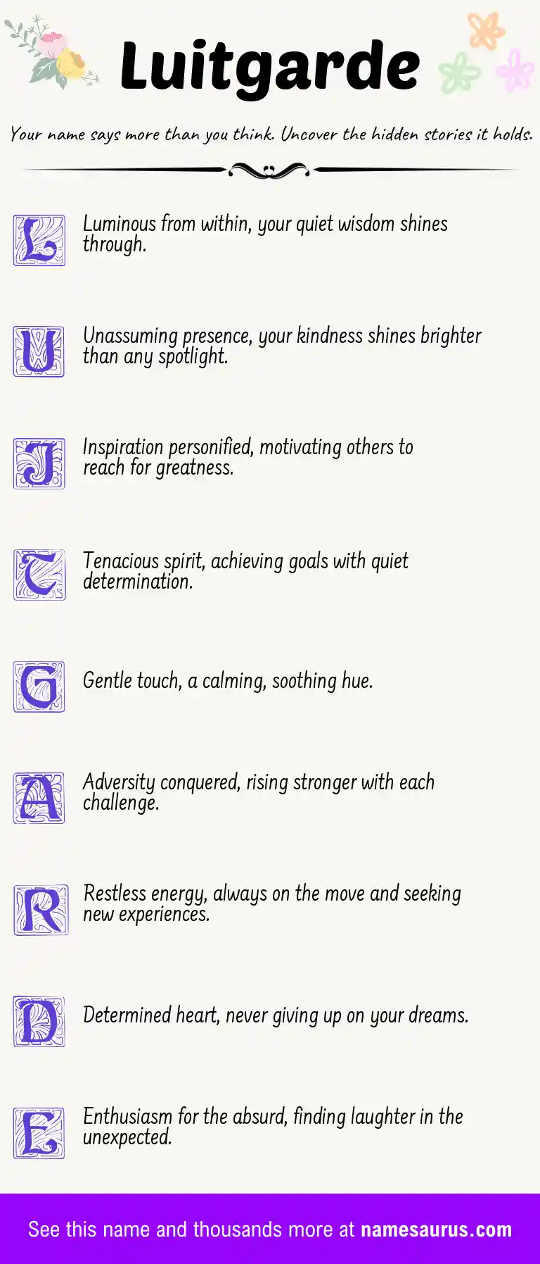 Acrostic poem about Luitgarde.