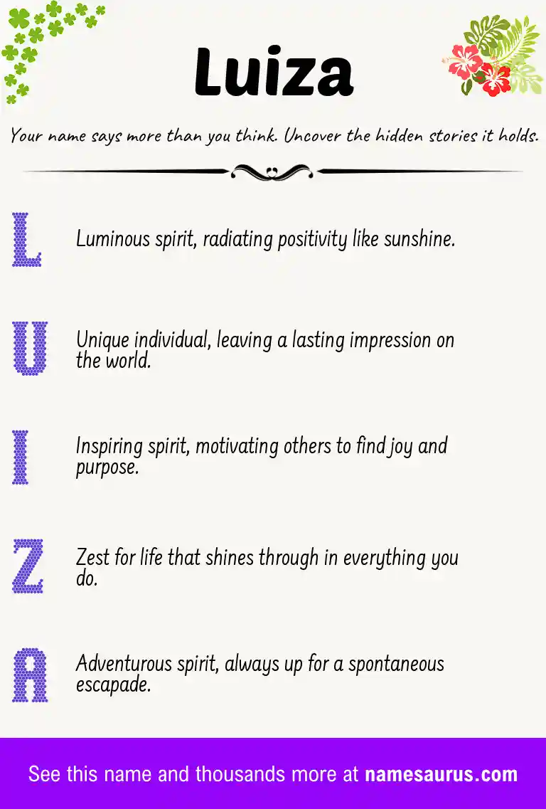 Acrostic poem about Luiza.