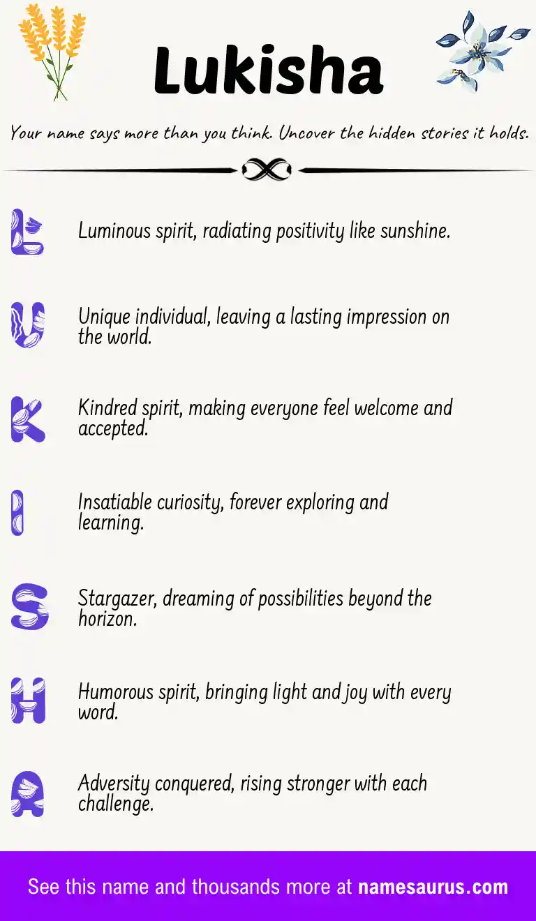 Acrostic poem about Lukisha.