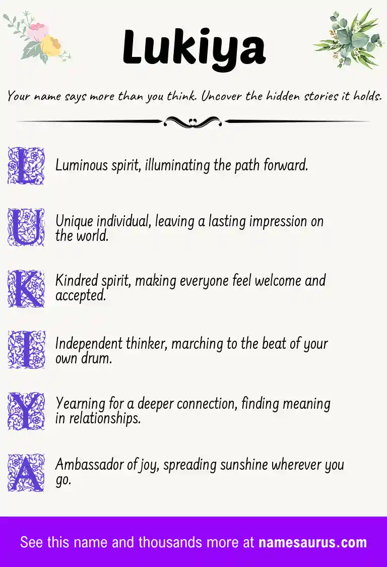 Acrostic poem about Lukiya.