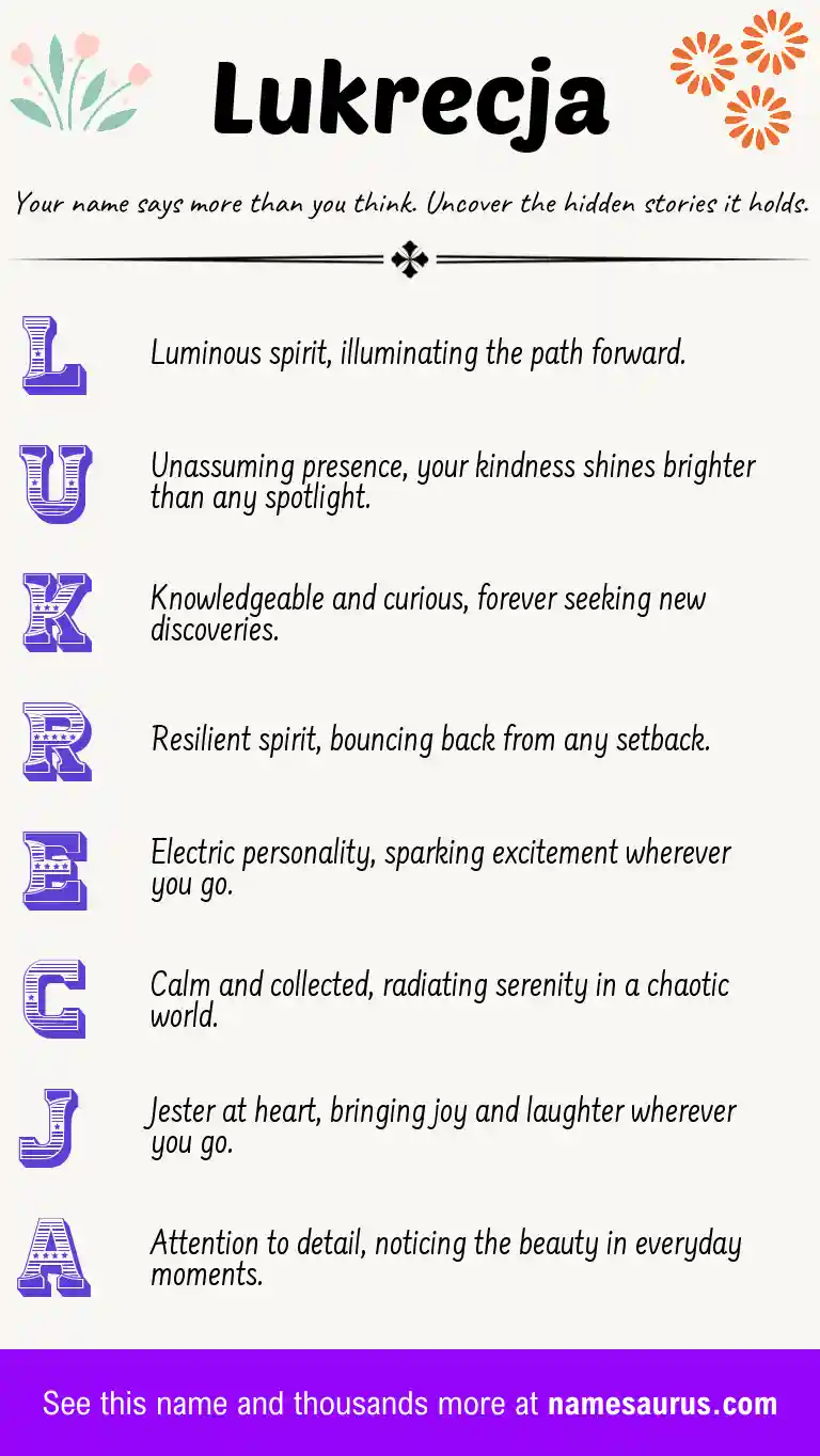 Acrostic poem about Lukrecja.