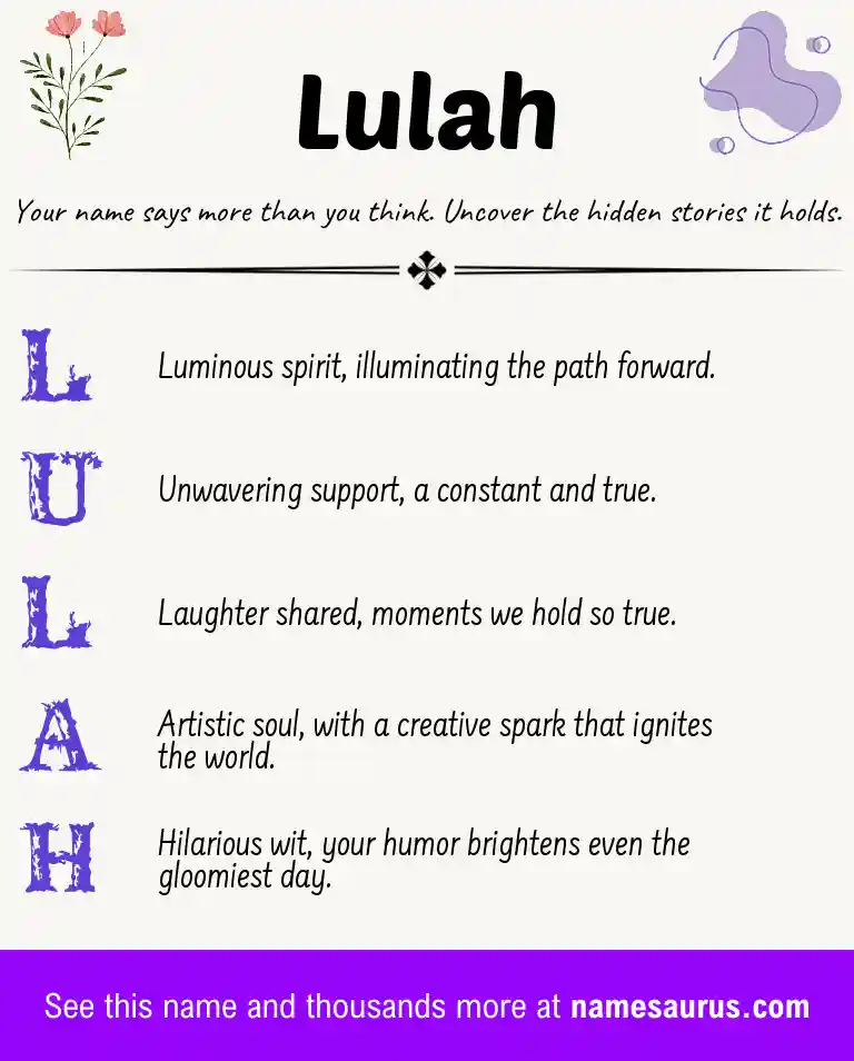 Acrostic poem about Lulah.