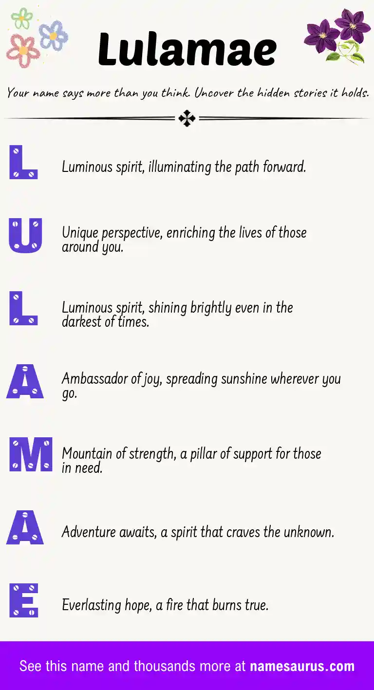Acrostic poem about Lulamae.