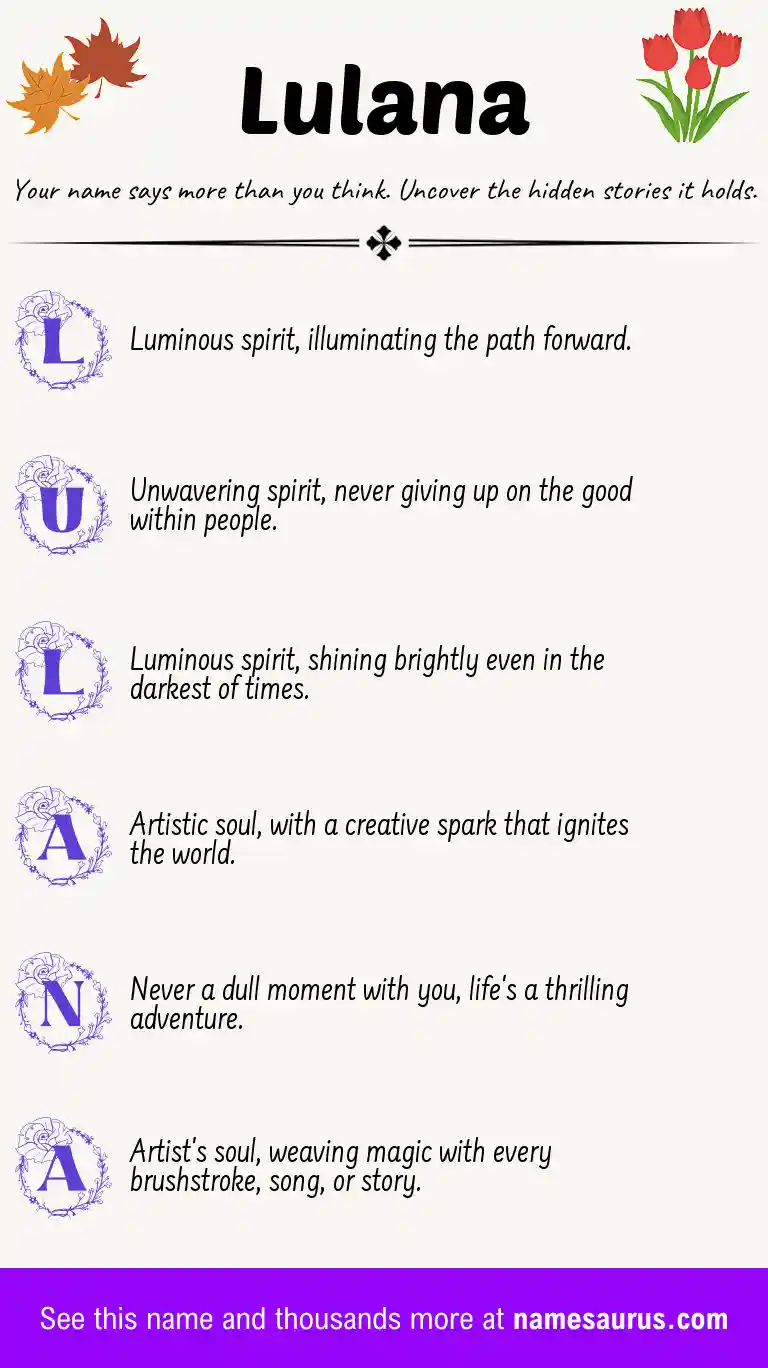 Acrostic poem about Lulana.