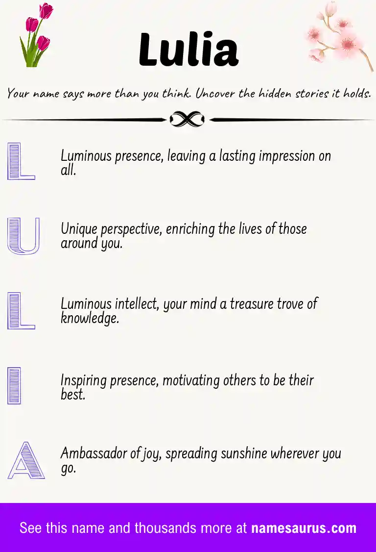 Acrostic poem about Lulia.