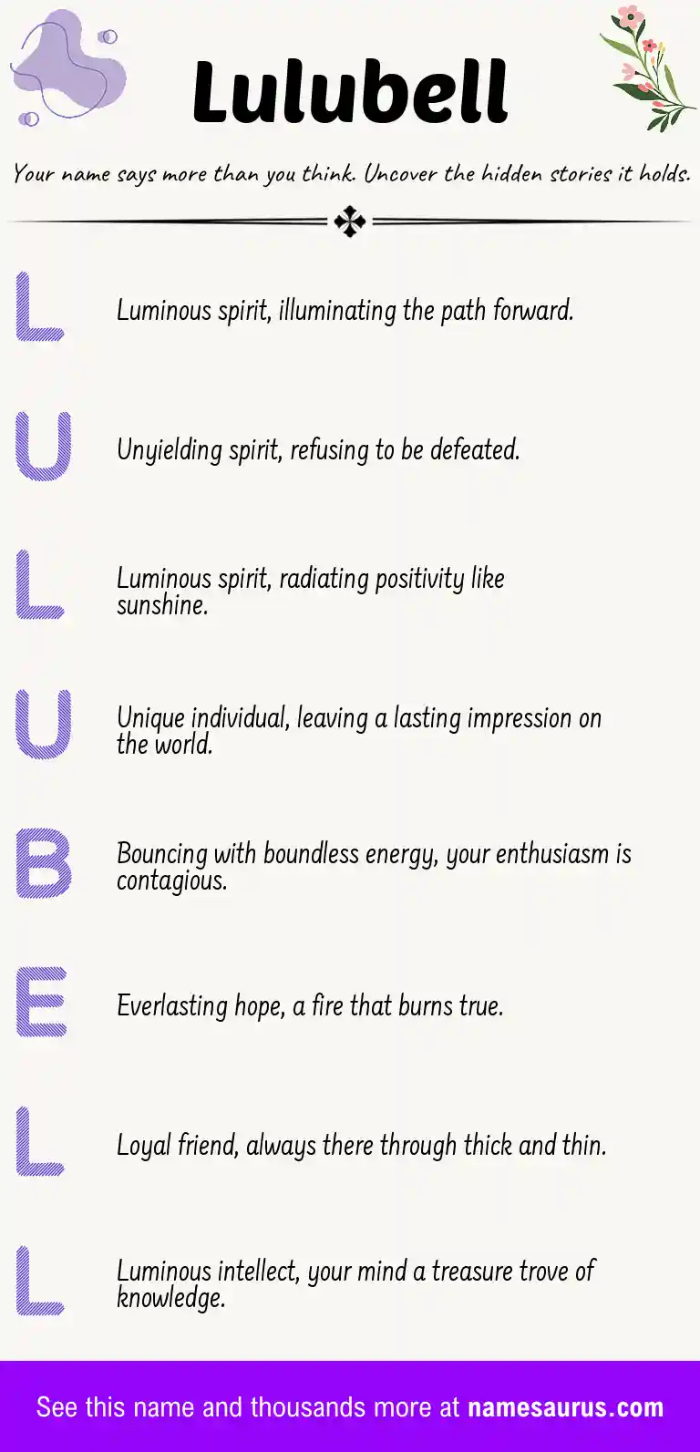 Acrostic poem about Lulubell.