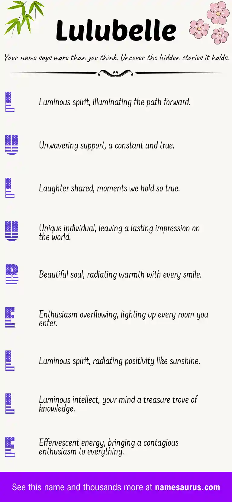 Acrostic poem about Lulubelle.