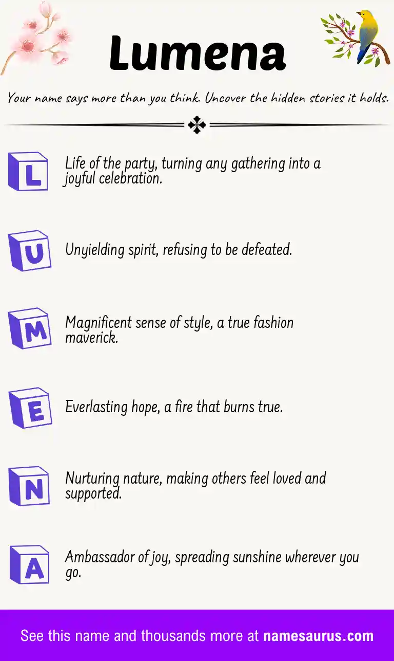 Acrostic poem about Lumena.