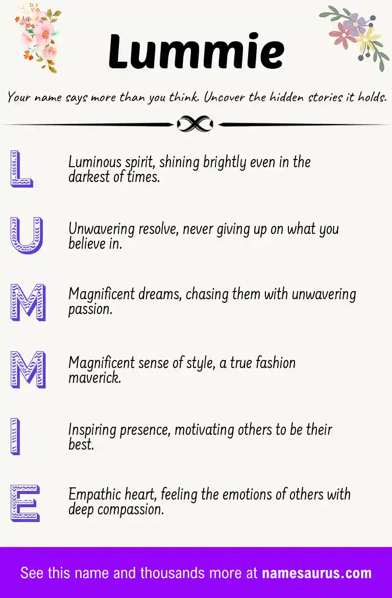Acrostic poem about Lummie.
