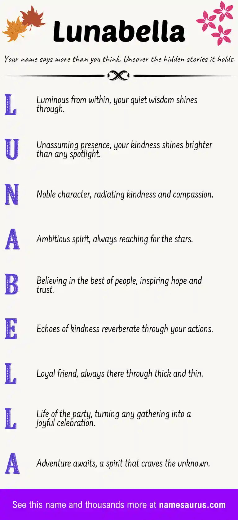 Acrostic poem about Lunabella.