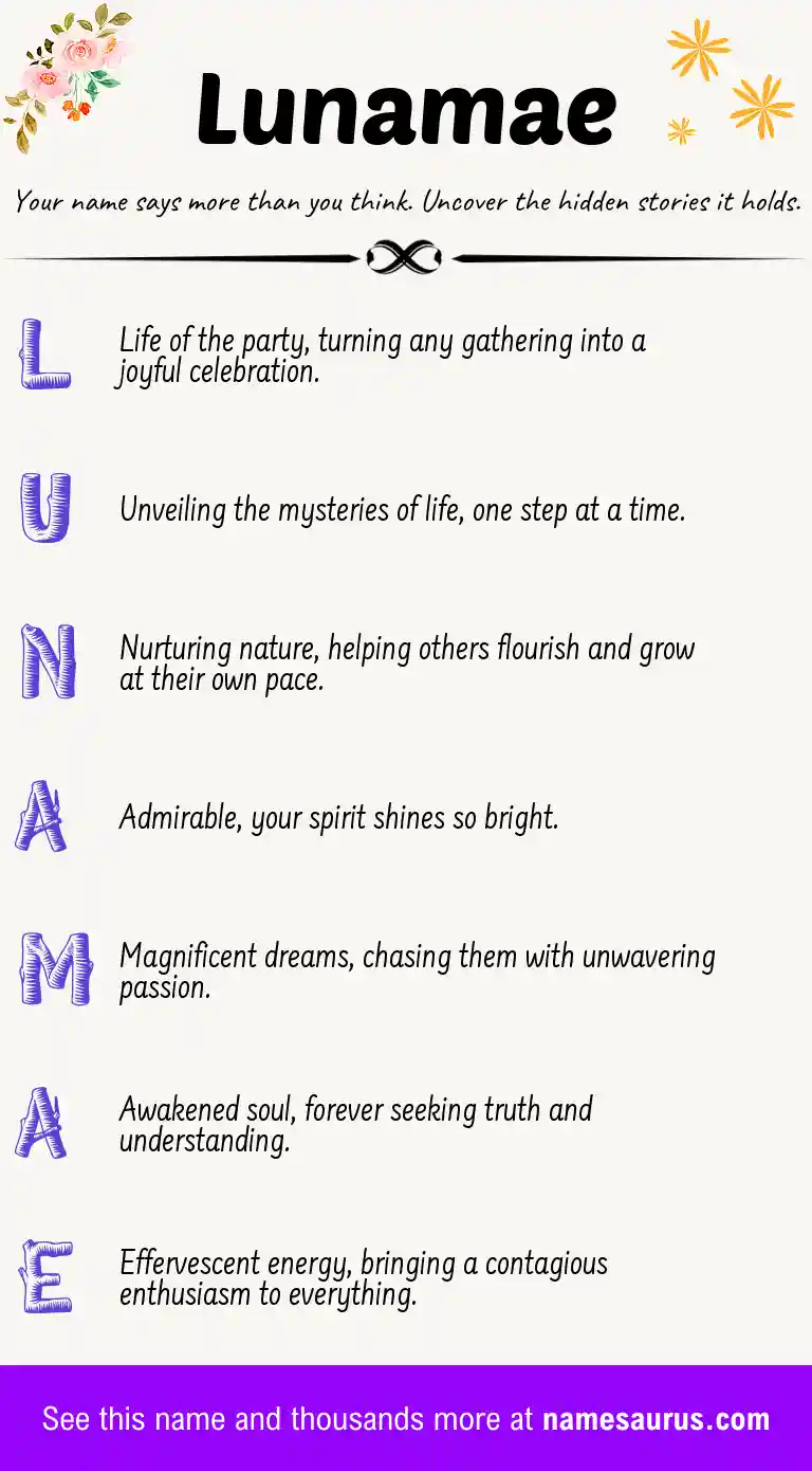 Acrostic poem about Lunamae.
