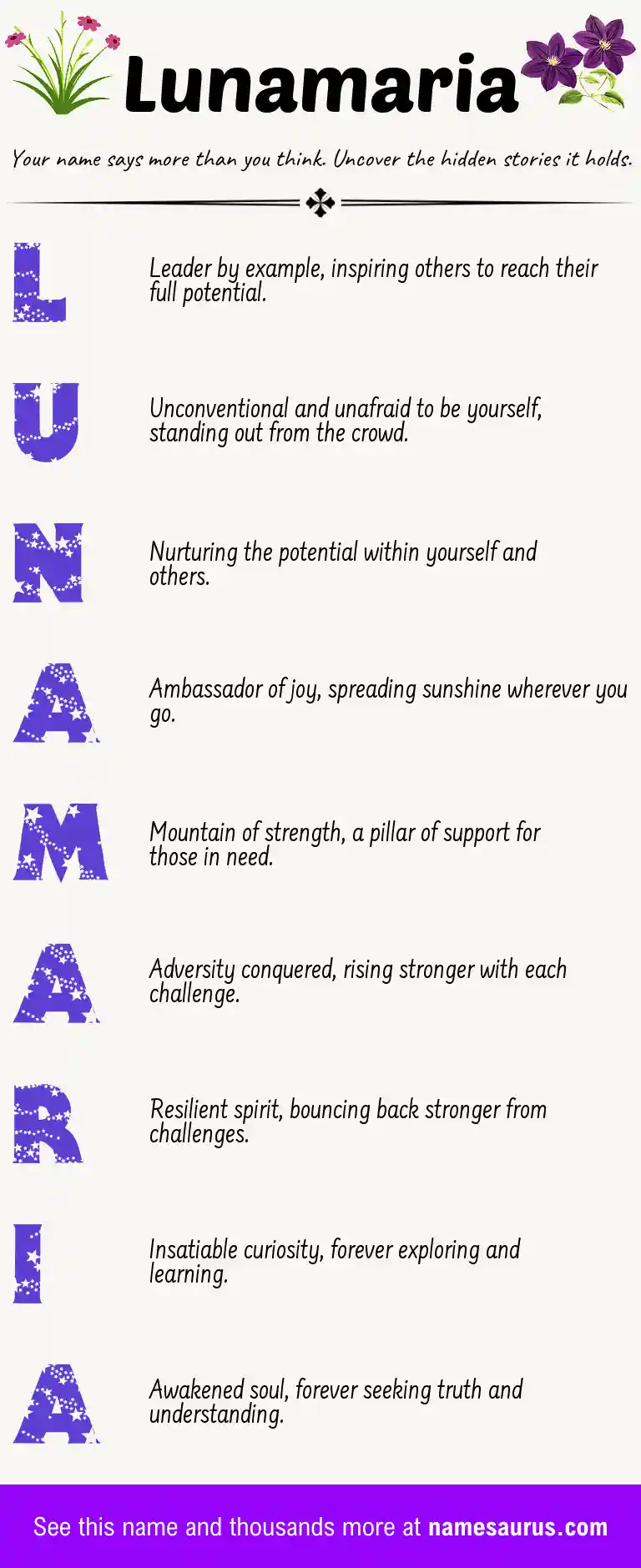 Acrostic poem about Lunamaria.