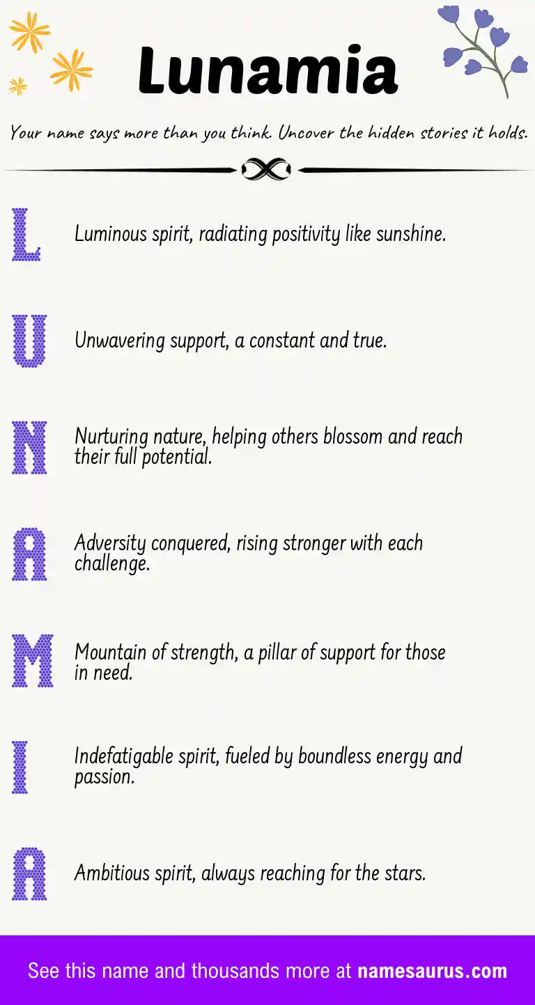 Acrostic poem about Lunamia.