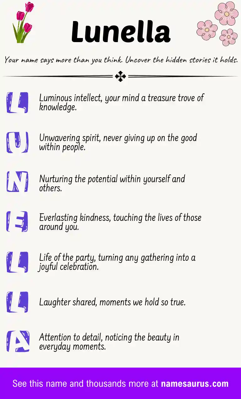 Acrostic poem about Lunella.