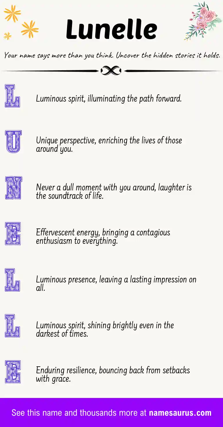 Acrostic poem about Lunelle.