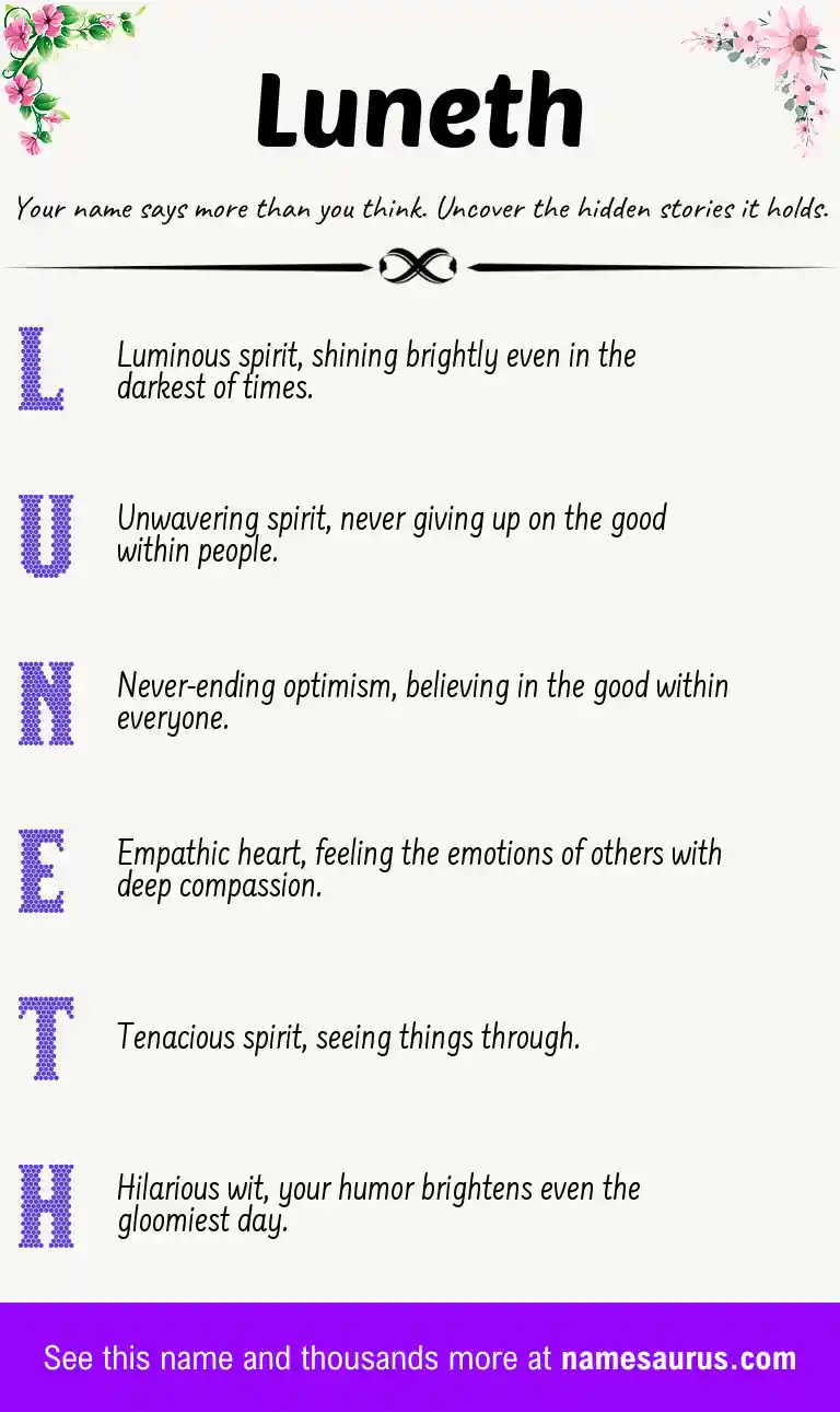 Acrostic poem about Luneth.
