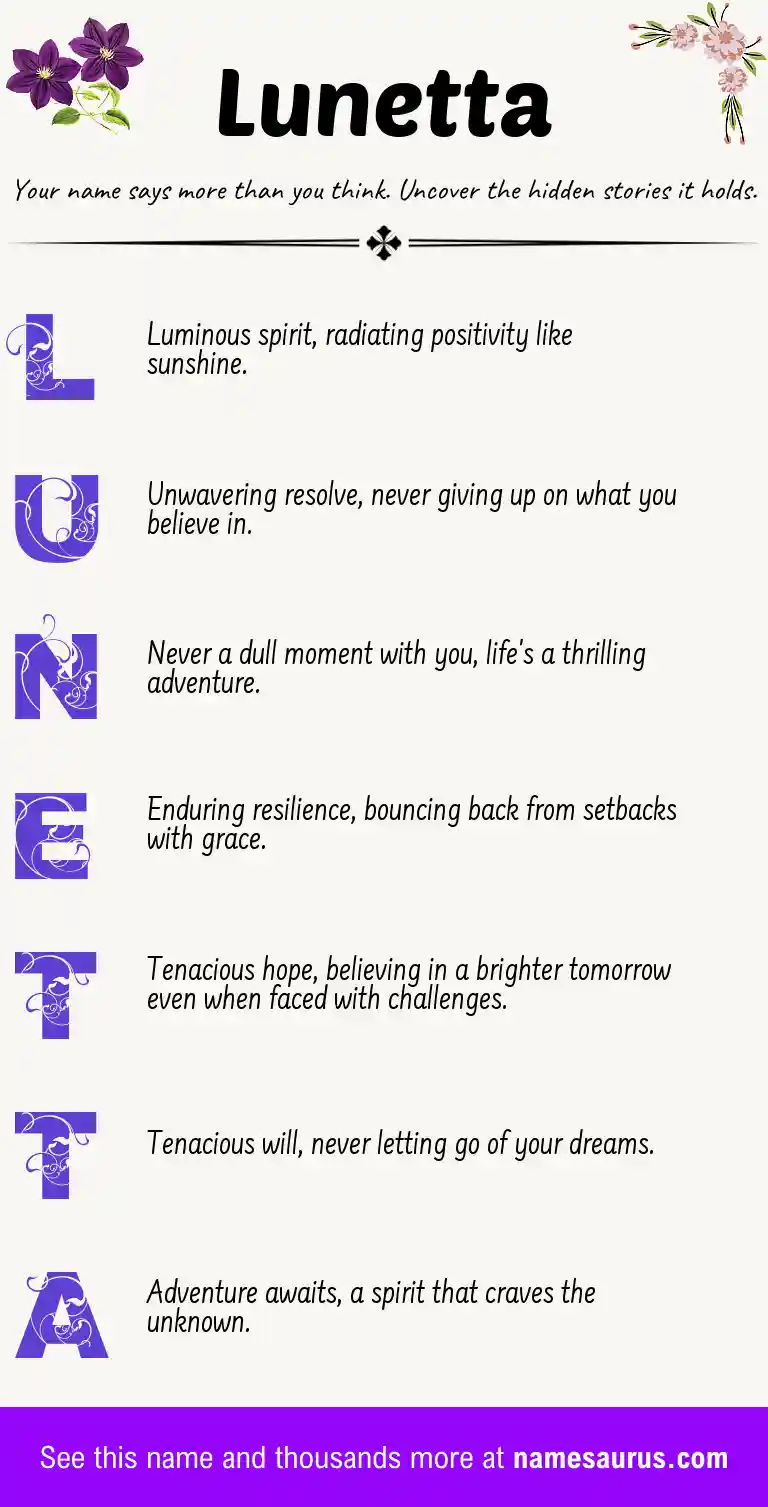 Acrostic poem about Lunetta.