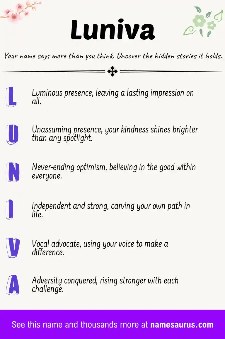 Acrostic poem about Luniva.