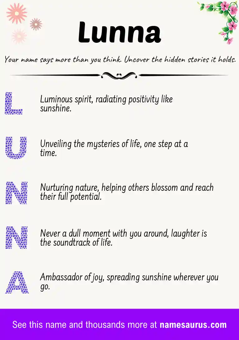 Acrostic poem about Lunna.