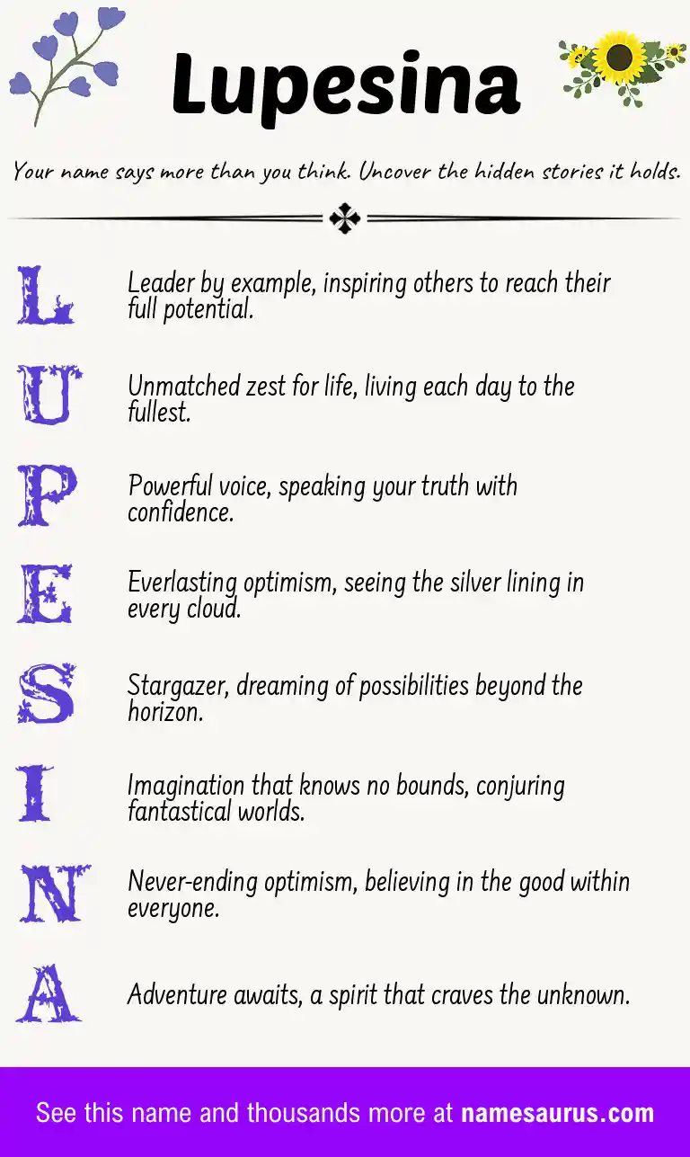 Acrostic poem about Lupesina.