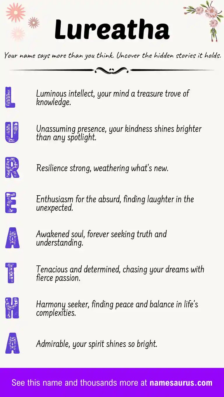 Acrostic poem about Lureatha.