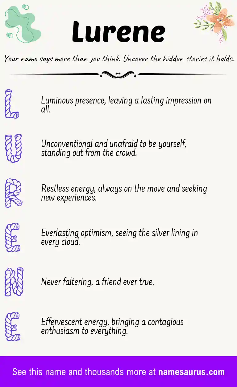 Acrostic poem about Lurene.