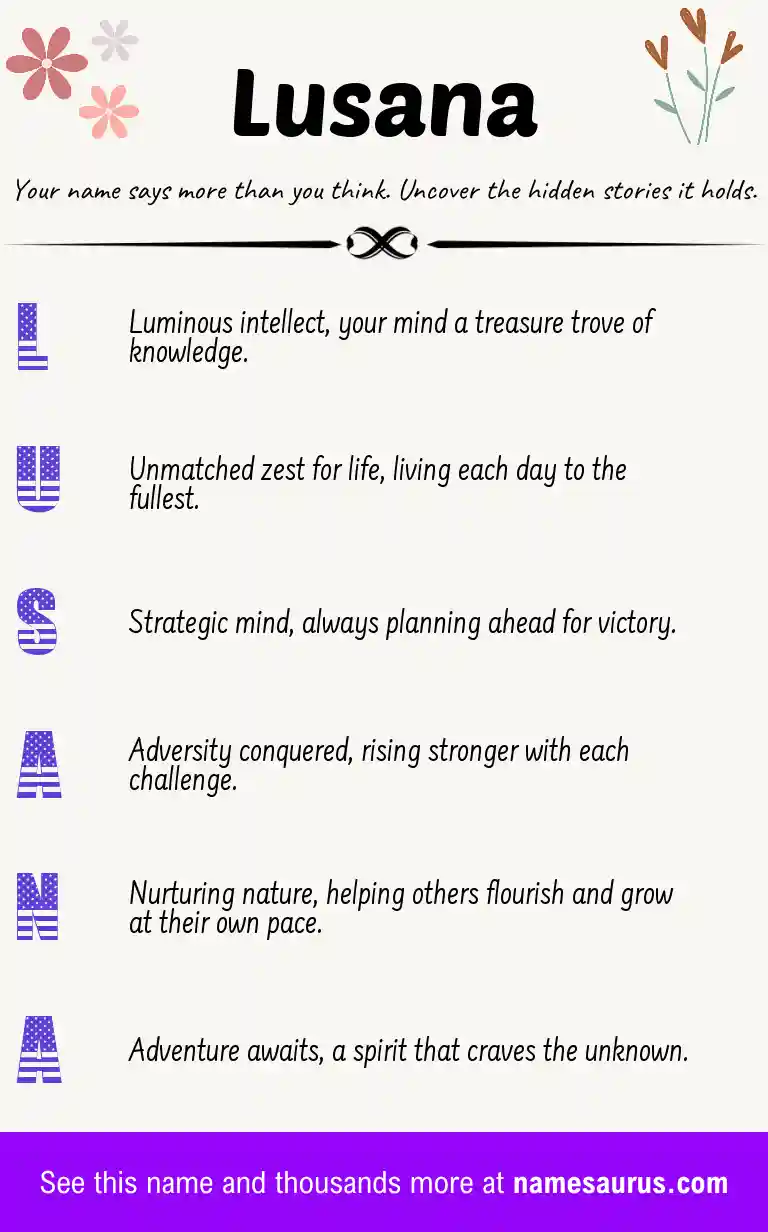Acrostic poem about Lusana.