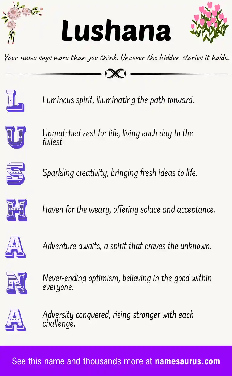Acrostic poem about Lushana.